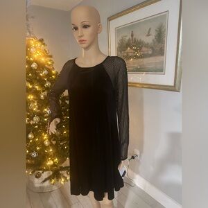 Maison Tara Black Dress with Sheer Sleeves